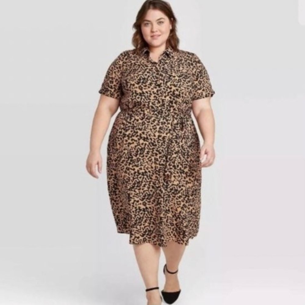NEW Ava & Viv Animal Print Short Sleeve Dress